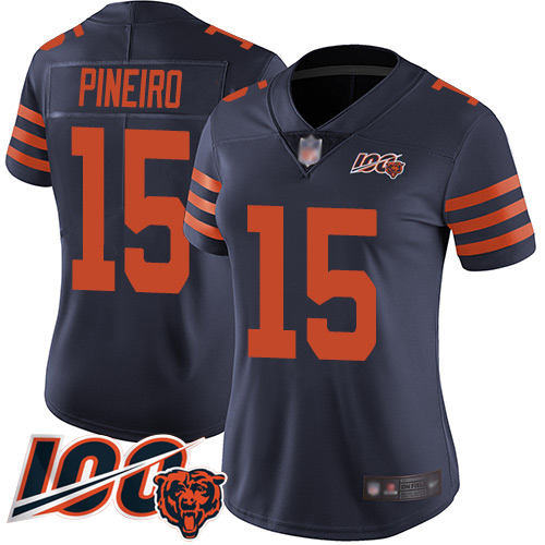 Chicago Bears #15 Eddy Pineiro Navy Blue Alternate Women's Stitched 100th Season Vapor Limited Jersey Womens cheap jerseys for sale - CheapJerseys.Shop