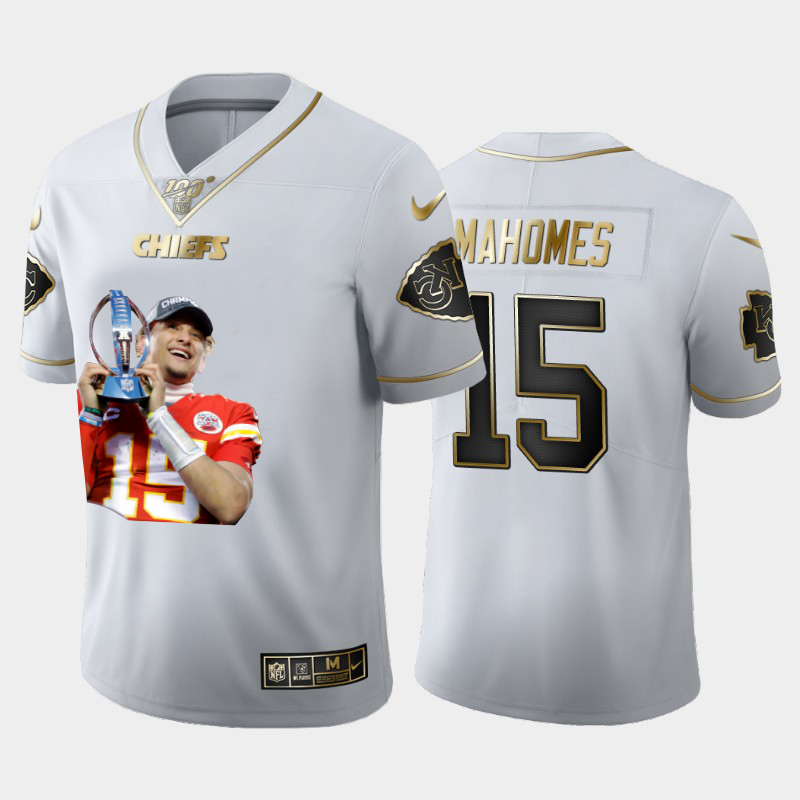 Kansas City Chiefs #15 Patrick Mahomes Team Hero 3 Vapor Limited 100 Jersey White Golden cheap jerseys for sale - CheapJerseys.Shop