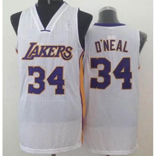 Los Angeles Lakers #34 Shaquille ONeal White New Throwback Stitched Jersey Mens cheap jerseys for sale - CheapJerseys.Shop