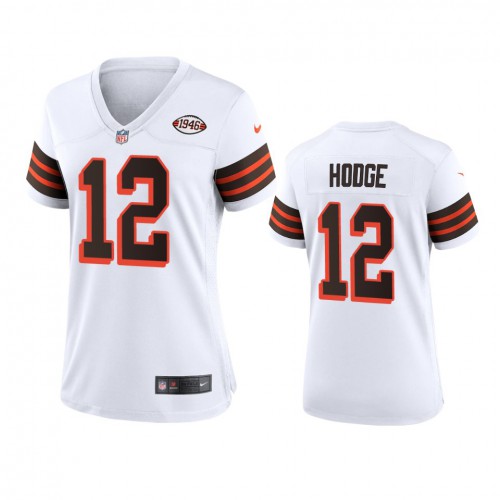 Women Cleveland Browns #12 Khadarel Hodge 1946 Collection Alternate Game Limited Jersey - White Womens cheap jerseys for sale - CheapJerseys.Shop