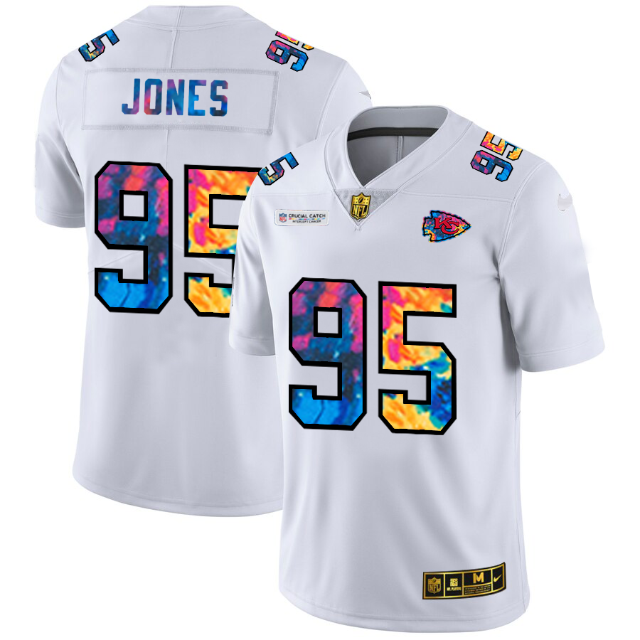 Kansas City Chiefs #95 Chris Jones Men's White Multi-Color 2020 Crucial Catch Limited Jersey cheap jerseys for sale - CheapJerseys.Shop