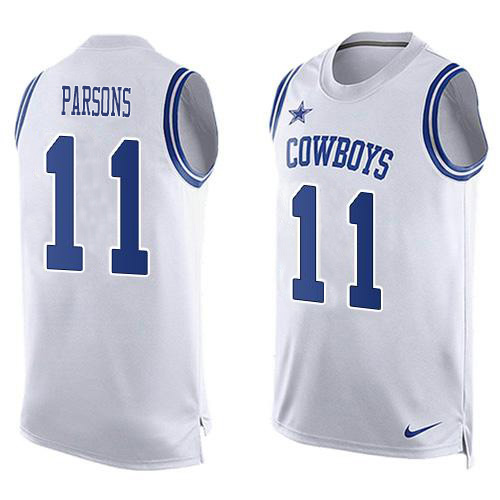 Cowboys #11 Micah Parsons White Team Color Men's Stitched Limited Tank Top Jersey cheap jerseys for sale - CheapJerseys.Shop