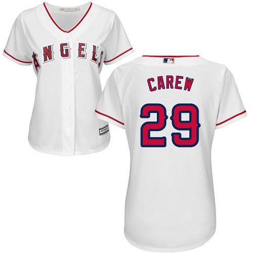Los Angeles Angels #29 Rod Carew White Home Women's Stitched Jersey Womens cheap jerseys for sale - CheapJerseys.Shop