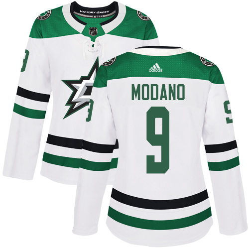Dallas Stars #9 Mike Modano White Road Authentic Women's Stitched Jersey Womens cheap jerseys for sale - CheapJerseys.Shop