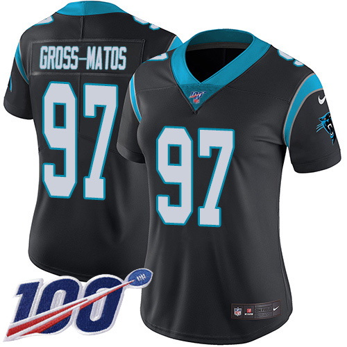 Carolina Panthers #97 Yetur Gross-Matos Black Team Color Women's Stitched 100th Season Vapor Untouchable Limited Jersey Womens cheap jerseys for sale - CheapJerseys.Shop