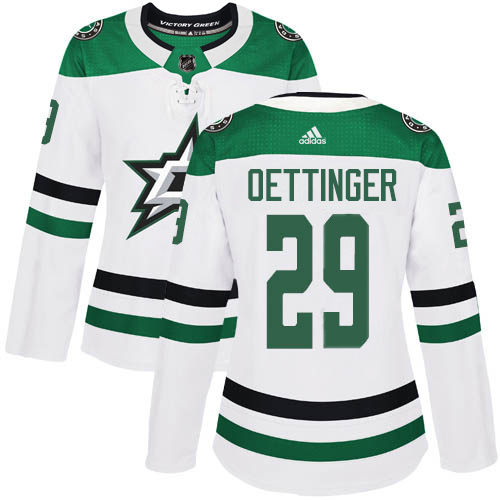 Dallas Stars #29 Jake Oettinger White Road Authentic Women's Stitched Jersey Womens cheap jerseys for sale - CheapJerseys.Shop