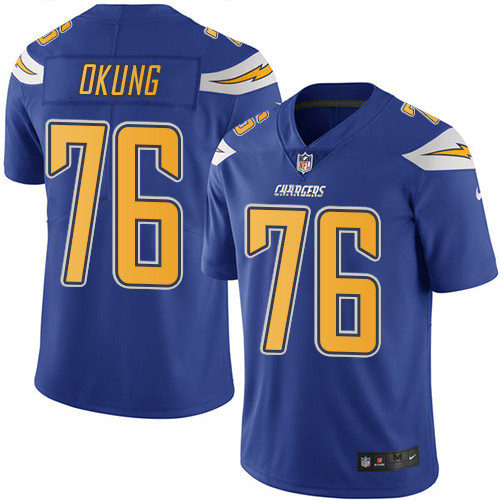 Los Angeles Chargers #76 Russell Okung Electric Blue Youth Stitched Limited Rush Jersey Youth cheap jerseys for sale - CheapJerseys.Shop