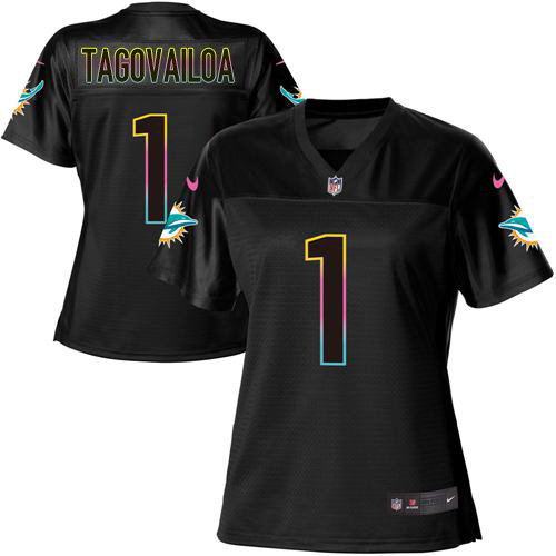 Dolphins #1 Tua Tagovailoa Black Women's Fashion Game Jersey cheap jerseys for sale - CheapJerseys.Shop