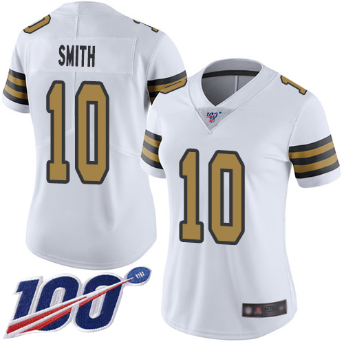 New Orleans Saints #10 Tre'Quan Smith White Women's Stitched Limited Rush 100th Season Jersey Womens cheap jerseys for sale - CheapJerseys.Shop