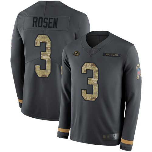 Miami Dolphins #3 Josh Rosen Anthracite Salute to Service Men's Stitched Limited Therma Long Sleeve Jersey Men's cheap jerseys for sale - CheapJerseys.Shop