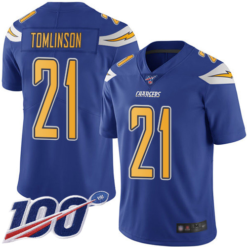 Chargers #21 LaDainian Tomlinson Electric Blue Men's Stitched Limited Rush 100th Season Jersey cheap jerseys for sale - CheapJerseys.Shop