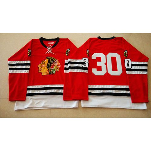 Mitchell And Ness 1960-61 Chicago Blackhawks #30 ED Belfour Red Stitched Jersey Men's cheap jerseys for sale - CheapJerseys.Shop