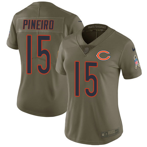 Chicago Bears #15 Eddy Pineiro Olive Women's Stitched Limited 2017 Salute to Service Jersey Womens cheap jerseys for sale - CheapJerseys.Shop