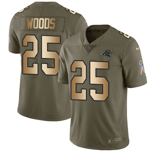 Panthers #25 Xavier Woods Olive/Gold Men's Stitched Limited 2017 Salute To Service Jersey cheap jerseys for sale - CheapJerseys.Shop