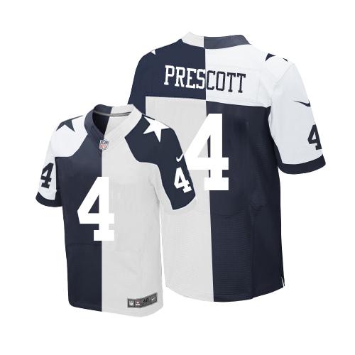 Cowboys #4 Dak Prescott Navy Blue/White Men's Stitched Elite Split Jersey cheap jerseys for sale - CheapJerseys.Shop