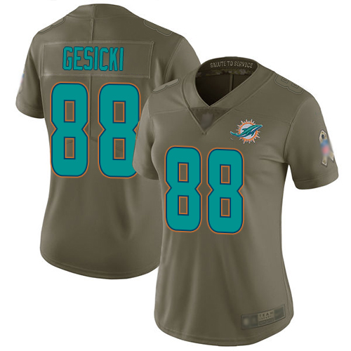 Dolphins #88 Mike Gesicki Olive Women's Stitched Limited 2017 Salute To Service Jersey cheap jerseys for sale - CheapJerseys.Shop