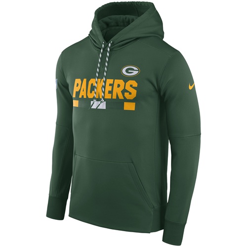Men's Green Bay Packers Green Sideline ThermaFit Performance PO Hoodie cheap jerseys for sale - CheapJerseys.Shop