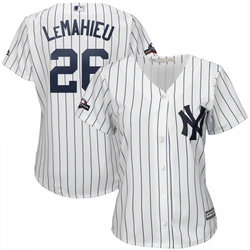 New York New York Yankees #26 DJ LeMahieu Majestic Women's 2019 Postseason Official Cool Base Player Jersey White Navy Womens cheap jerseys for sale - CheapJerseys.Shop