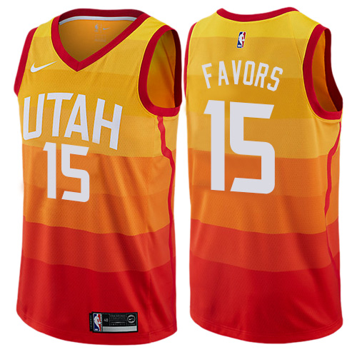 Utah Jazz #15 Derrick Favors Orange Swingman City Edition Jersey Mens cheap jerseys for sale - CheapJerseys.Shop