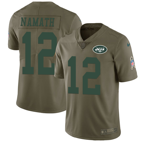 Jets #12 Joe Namath Olive Men's Stitched Limited 2017 Salute To Service Jersey cheap jerseys for sale - CheapJerseys.Shop