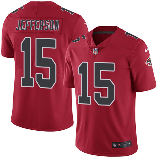 Falcons #15 Van Jefferson Red Men's Stitched Limited Rush Jersey cheap jerseys for sale - CheapJerseys.Shop