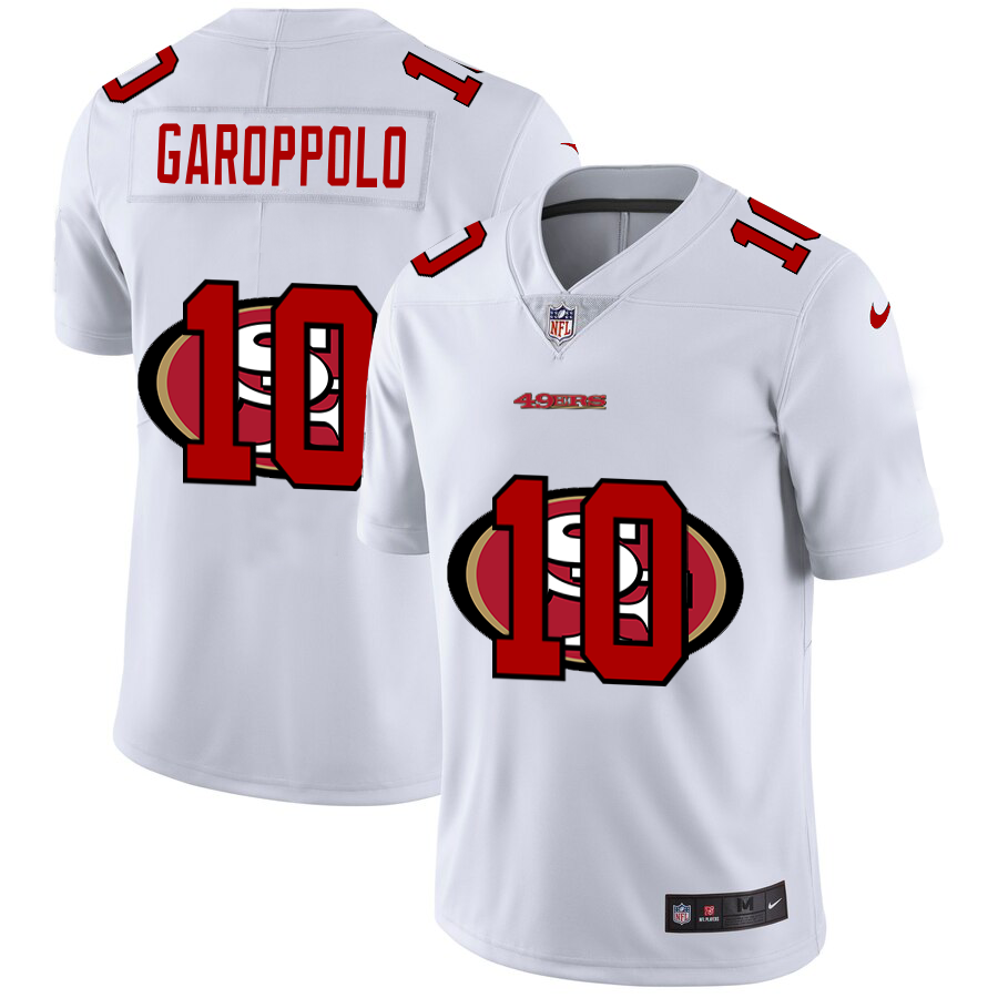 San Francisco 49ers #10 Jimmy Garoppolo White Men's Team Logo Dual Overlap Limited Jersey cheap jerseys for sale - CheapJerseys.Shop