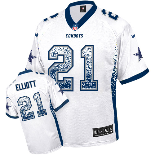 Cowboys #21 Ezekiel Elliott White Men's Stitched Elite Drift Fashion Jersey cheap jerseys for sale - CheapJerseys.Shop