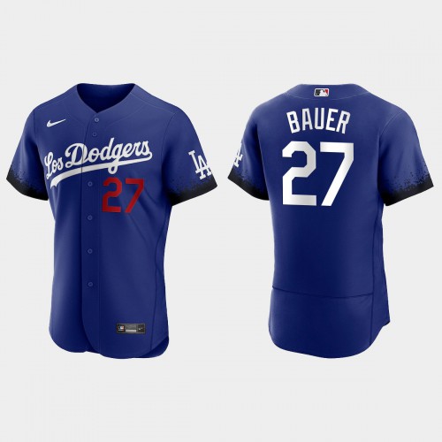 Los Angeles Los Angeles Dodgers #27 Trevor Bauer Men's 2021 City Connect Authentic Jersey Royal Men's cheap jerseys for sale - CheapJerseys.Shop