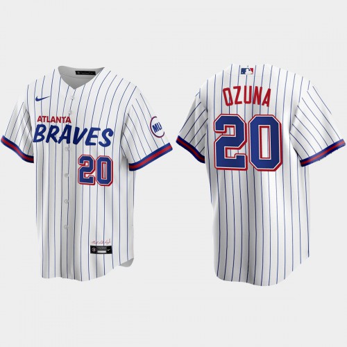 Atlanta Atlanta Braves #20 Marcell Ozuna White Men's 2021 City Connect Replica Jersey Men's cheap jerseys for sale - CheapJerseys.Shop