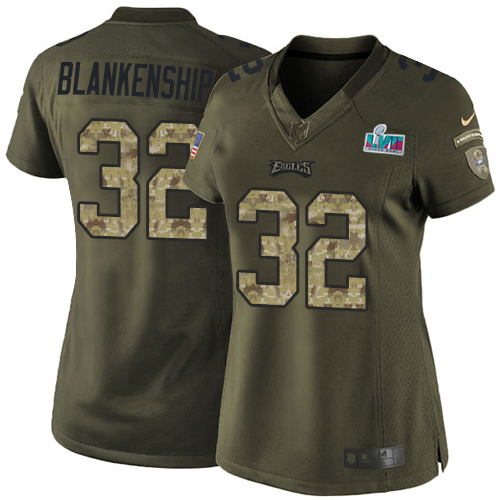 Eagles #32 Reed Blankenship Green Super Bowl LVII Patch Women's Stitched Limited 2015 Salute To Service Jersey cheap jerseys for sale - CheapJerseys.Shop