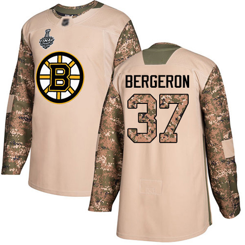Boston Bruins #37 Patrice Bergeron Camo Authentic 2017 Veterans Day Stanley Cup Final Bound Stitched Jersey Men's cheap jerseys for sale - CheapJerseys.Shop