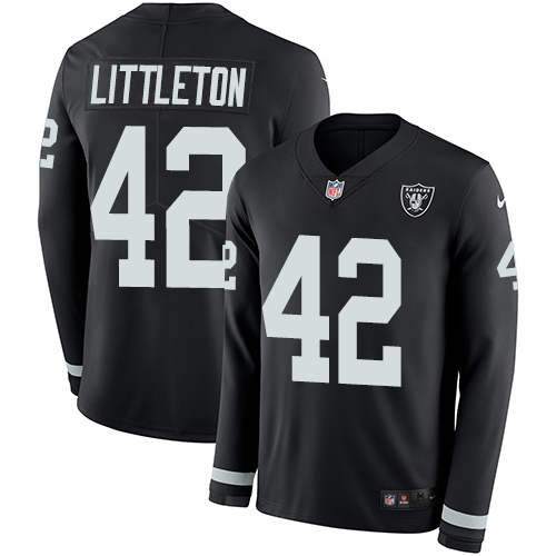 Las Vegas Raiders #42 Cory Littleton Black Team Color Men's Stitched Limited Therma Long Sleeve Jersey Men's cheap jerseys for sale - CheapJerseys.Shop