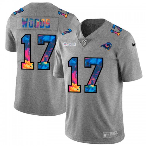 Los Angeles Los Angeles Rams #17 Robert Woods Men's Multi-Color 2020 Crucial Catch Jersey Greyheather Men's cheap jerseys for sale - CheapJerseys.Shop