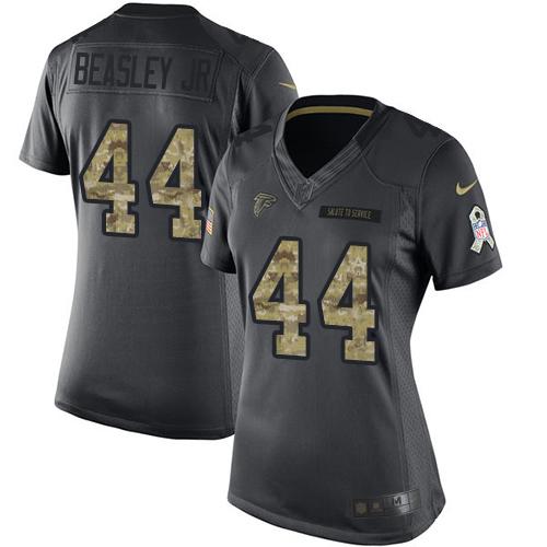 Atlanta Falcons #44 Vic Beasley Jr Black Women's Stitched Limited 2016 Salute to Service Jersey Womens cheap jerseys for sale - CheapJerseys.Shop