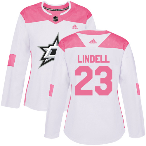 Dallas Stars #23 Esa Lindell White/Pink Authentic Fashion Women's Stitched Jersey Womens cheap jerseys for sale - CheapJerseys.Shop