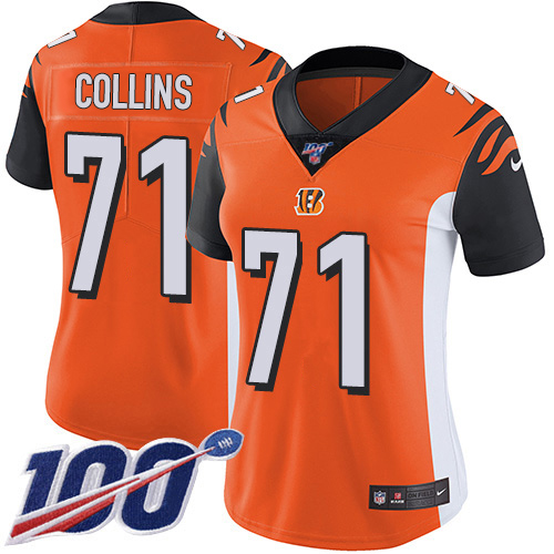 Bengals #71 La'el Collins Orange Alternate Women's Stitched 100th Season Vapor Untouchable Limited Jersey cheap jerseys for sale - CheapJerseys.Shop