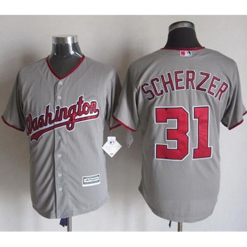 Washington Nationals #31 Max Scherzer Grey New Cool Base Stitched Jersey Men's cheap jerseys for sale - CheapJerseys.Shop