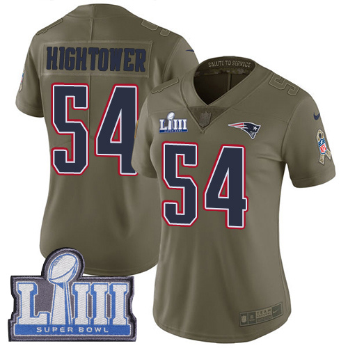 New England Patriots #54 Dont'a Hightower Olive Super Bowl LIII Bound Women's Stitched Limited 2017 Salute to Service Jersey Womens cheap jerseys for sale - CheapJerseys.Shop