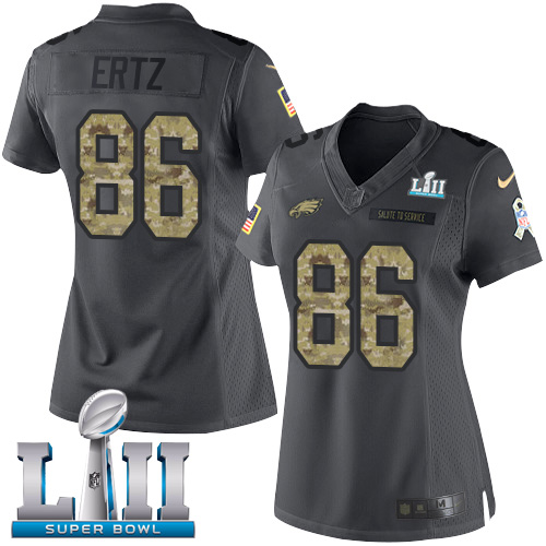 Philadelphia Eagles #86 Zach Ertz Black Super Bowl LII Women's Stitched Limited 2016 Salute to Service Jersey Womens cheap jerseys for sale - CheapJerseys.Shop