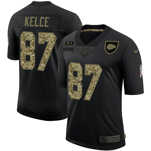 Kansas City Chiefs #87 Travis Kelce Men's 2020 Salute To Service Camo Limited Jersey Black cheap jerseys for sale - CheapJerseys.Shop