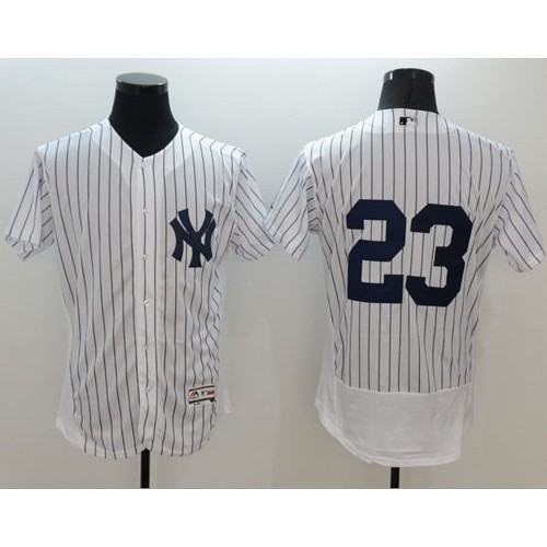 New York Yankees #23 Don Mattingly White Strip Flexbase Authentic Collection Stitched Jersey Men's cheap jerseys for sale - CheapJerseys.Shop