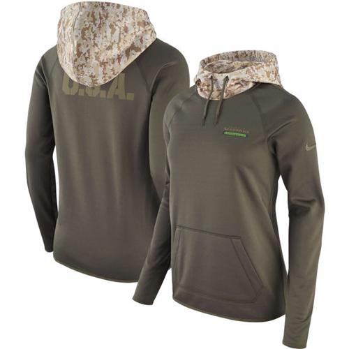 Women's Seattle Seahawks Olive Salute To Service Performance Pullover Hoodie cheap jerseys for sale - CheapJerseys.Shop