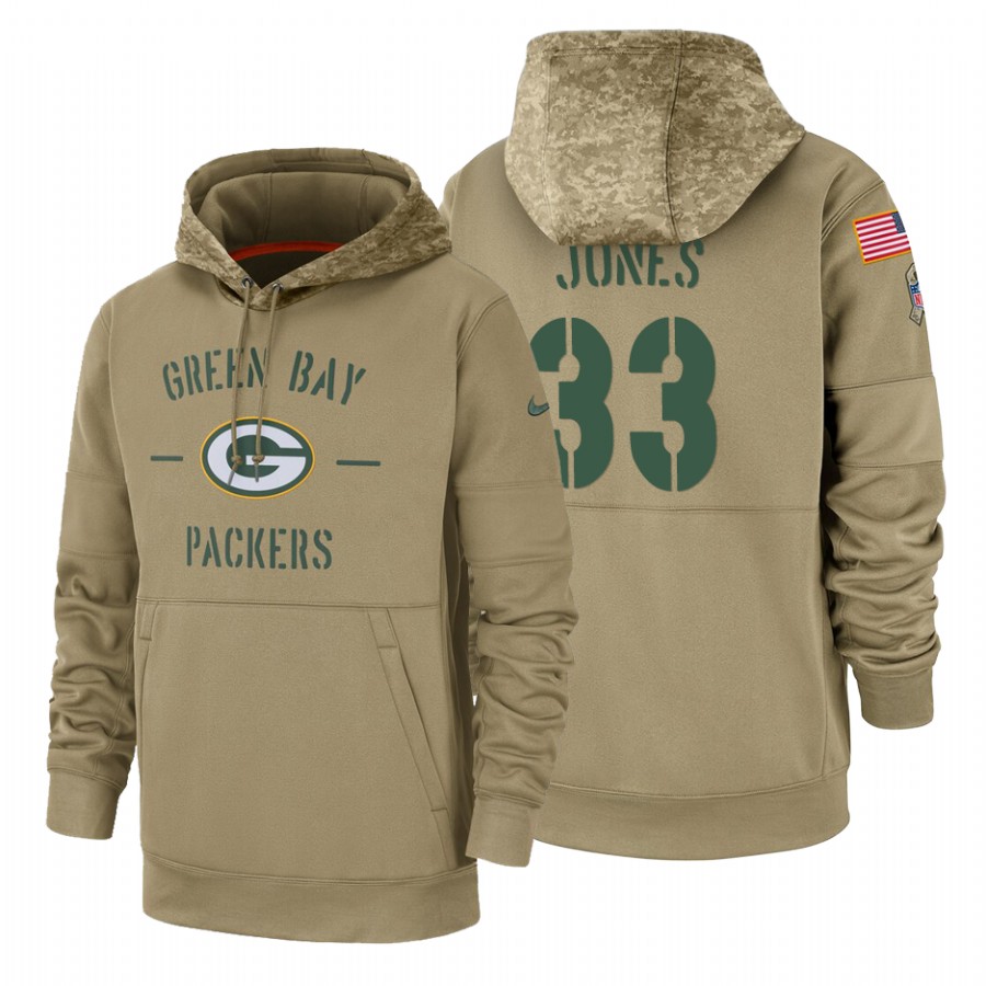 Green Bay Packers #33 Aaron Jones Tan 2019 Salute To Service Name & Number Sideline Therma Pullover Hoodie cheap jerseys for sale - CheapJerseys.Shop