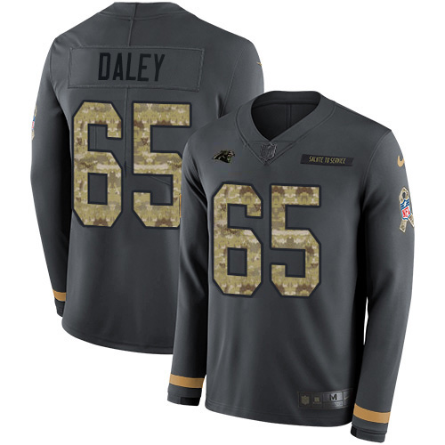 Carolina Panthers #65 Dennis Daley Anthracite Salute to Service Youth Stitched Limited Therma Long Sleeve Jersey Youth cheap jerseys for sale - CheapJerseys.Shop