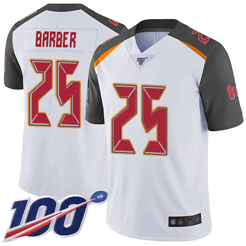 Tampa Bay Buccaneers #25 Peyton Barber White Men's Stitched 100th Season Vapor Limited Jersey Men's cheap jerseys for sale - CheapJerseys.Shop