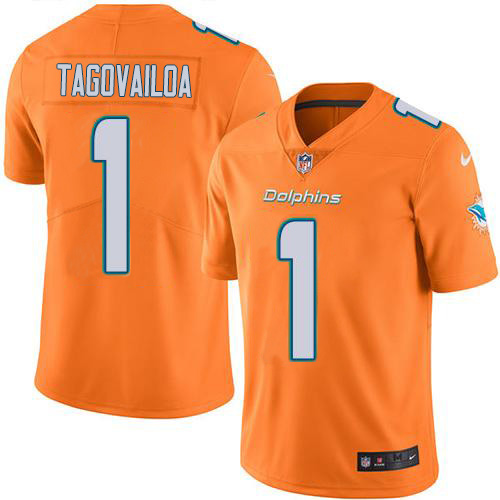 Dolphins #1 Tua Tagovailoa Orange Green Youth Stitched Limited Rush Jersey cheap jerseys for sale - CheapJerseys.Shop