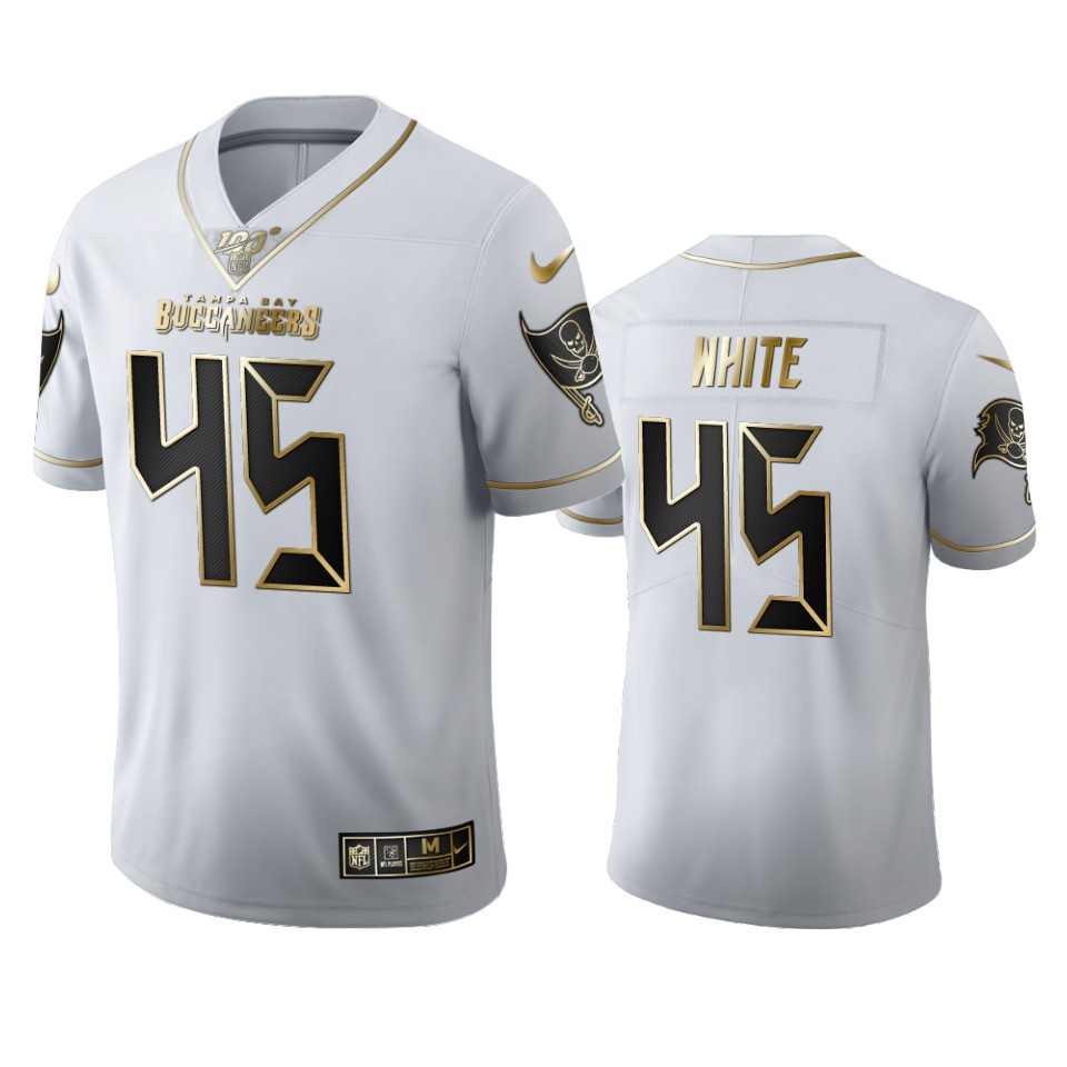Tampa Bay Buccaneers #45 Devin White Men's White Golden Edition Vapor Limited 100 Jersey cheap jerseys for sale - CheapJerseys.Shop