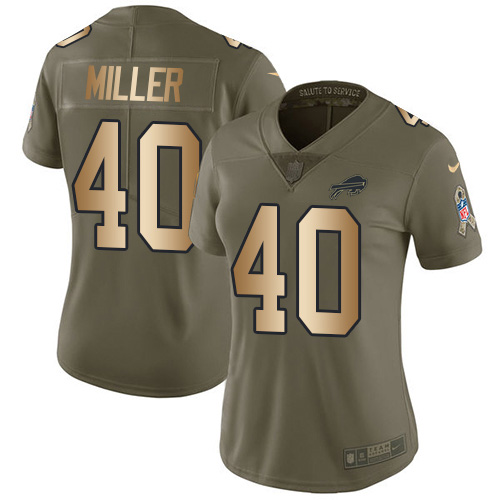 Bills #40 Von Miller Olive/Gold Women's Stitched Limited 2017 Salute To Service Jersey cheap jerseys for sale - CheapJerseys.Shop
