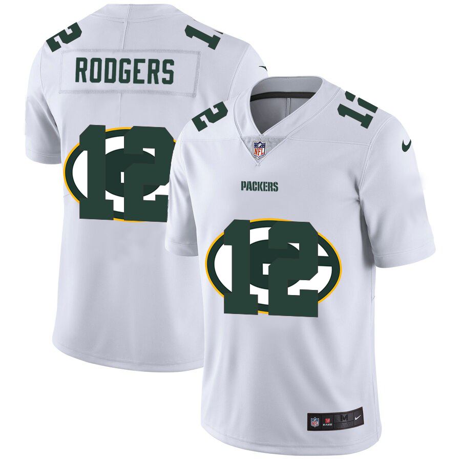 Green Bay Packers #12 Aaron Rodgers White Men's Team Logo Dual Overlap Limited Jersey cheap jerseys for sale - CheapJerseys.Shop