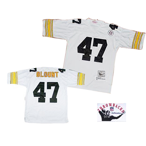 Mitchell and Ness Pittsburgh Steelers #47 Mel Blount White Stitched Throwback Jersey Men's cheap jerseys for sale - CheapJerseys.Shop
